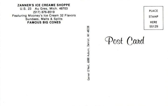 Zanners Ice Cream Shoppe - Vintage Postcard